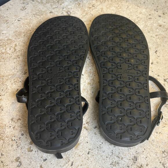 Sam Edelman Black Naomi Croc Vegan Ankle Strap T-Strap Sandals Size 6.5 NEW - Picture 4 of 4